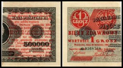 Finanzministerium
 1 Grosz 28.4.1924, Aufdruck auf li.Hälfte von 500.000 Mk, P-42a I