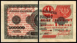 Finanzministerium
 1 Grosz 28.4.1924, Aufdruck auf re.Hälfte von 500.000Mk, P-42b II-