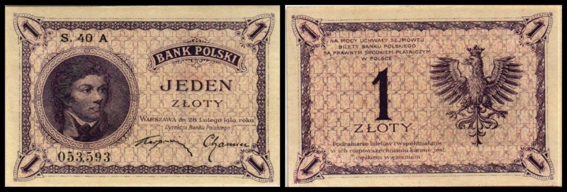 Finanzministerium
 1 Zloty 28.2.1919 (1924) S.40 A, P-51 Bank Polski I