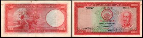 Banco National Ultramarino
 1000 Escudos 30.4.1964, Sign.8(Tabelle Timor) P-43a, kl. Rostflecken III/IV