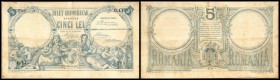 Bilet Hypothecar
 5 Lei 12.6.1877, 4 Signaturen, Serie D, geklebter Einriß oben, Rs fleckig, P-1a III/IV