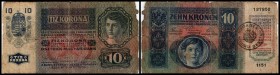 Abstempelung von österr.-ung. Kronenbanknoten (1919)
 10 K 1915, Richter-2, Fehlstücke Timbru Special auf dtsch. Seite (Bukowina) IV/V