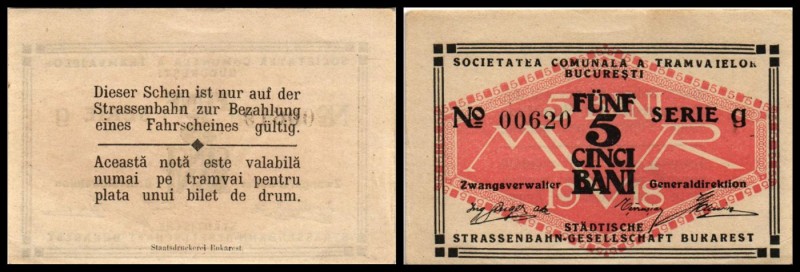 Notgeld - Bukarest
 5 Bani (1920) dtsch/rum., Rs. Dfa., Ser.g, Ke.177(1.WK) Stä...