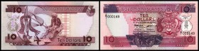 Central Bank
 10 Dollars o.D.(1986/ Sign.5, beide KN schwarz, Ziffern gleich hoch) KN 000149, P-15a I