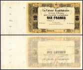 Specialized Issue
 10 Francs 18xx (ca, 1856) mit Allonge, unsigned remainder, P-S251r Caisse Hypothécaire, de Canton Friebourg I