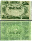Specialized Issue
 50 Francs 1.12.1866, unsigned remainder, P-S264r Crédit Agricole et Industriel de la Broye I