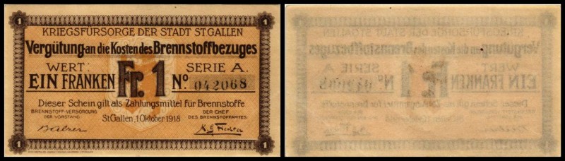 Privatausgaben (Katalog J.Richter/R.Kunzmann 2003)
 1 Franken 1.10.1918, NG22 (...