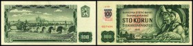 Abspaltung von der Tschech.Rep. 1993 - Selbst.Rep.Slowakei
 100 Kronen 1961(1993 Kl.M. auf Cz.91a) Ser.G, P-17 Tschechische Banknoten mit Klebemarke ...