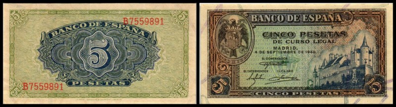 Banco de Espana
 5 Pesetas 4.9.1940, P-123a II