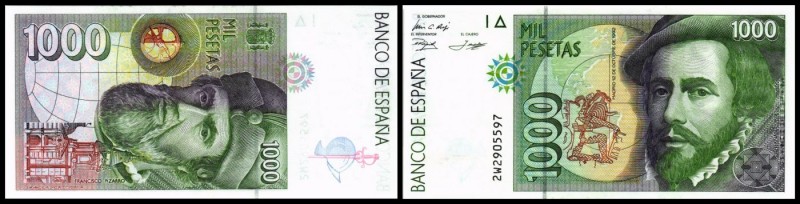 Banco de Espana
 1000 Pesetas 12.10.1992, 1 Zf./1 Bst. vor KN, P-163 I