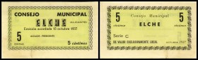 Notgeld
 5 cent. 1937(Serie C) blanko, gekl. Einriß Elche CM II