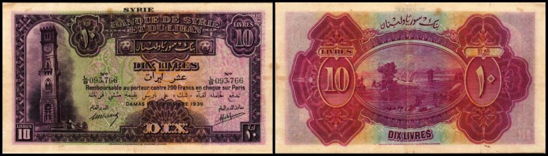 Banque de Syrie et du Liban
 10 Livres 1.9.1939, Serie L/B, P-42a III