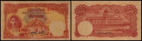 1945 Serie 7, mangelhafter Firmendruck im Einverständnis mit der Bank of Thailand
 50 Baht (1945) Serie ?/37, Sign.21, kleine Nst., P-57b II-