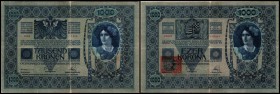 Republik / prov. Ausgabe Österr. Kronenbanknoten mit Klebemarken
 1000 Kronen 1902(1919) Ri-A28a, P-5 (P=Pick Weltkatalog, Ri=Richter Spezialkatalog ...
