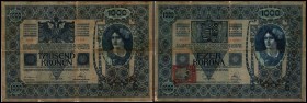 Republik / prov. Ausgabe Österr. Kronenbanknoten mit Klebemarken
 1000 Kronen 1902(1919) Ri-A28a, P-5 (P=Pick Weltkatalog, Ri=Richter Spezialkatalog ...