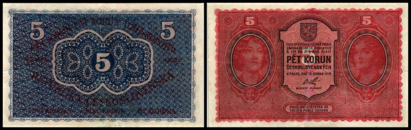 Republik / 1. Ausgabe
 5 Kronen 1919, P-7a III+