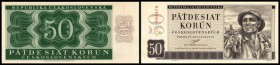 Tschechische Republik
 50 Kronen 29.8.1950, Perf. 3 kl.Löcher, P-71b/s I