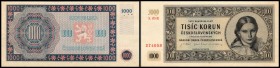 Nationalbank
 1000 Kronen 1945, Ser.B, Perf. 3 kl.Löcher, P-74b/s I