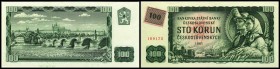 Tschechische Republik
 100 Kronen 1961(P-91c) m.Marke(1993) geschwungene ZT bei KN, P-1c I