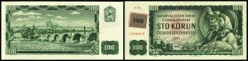 Tschechische Republik
 100 Kronen 1961(P-91c) m.Marke(1993) geschwungene ZT bei KN, P-1c I-