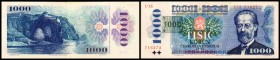 Tschechische Republik
 1000 Kronen 1985(P-98) m.eingedr.Marke(1993) Serie U, P-3b II-