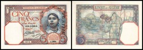 Banque de l’Algerie mit Aufdruck Tunesie
 5 Francs 25.2.1933, Serie C, P-8a I