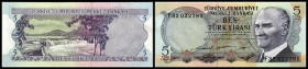 Central Bank
 5 Lira o.D.(1968) 3 Sign., Ser. F, (Pu-C62) P-179 Jahr und Sign. Varianten nach Katalog PULKO 2005/06 I