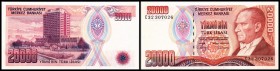 Central Bank
 20.000 Lira o.D.(1988, Sign. A-F gleich) Ser. C32(Pu-C103 – Serie selten) P-201 Jahr und Sign. Varianten nach Katalog PULKO 2005/06 I