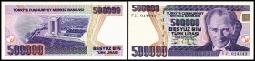Central Bank
 500.000 Lira o.D.(1994, Sign. E-G gleich) Ser. E,F(Pu-C116) P-208 Jahr und Sign. Varianten nach Katalog PULKO 2005/06 I