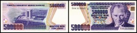 Central Bank
 500.000 Lira o.D.(1994, Sign. E-G gleich) Ser. G(Pu-C116) P-208 Jahr und Sign. Varianten nach Katalog PULKO 2005/06 I