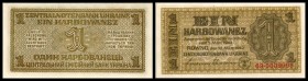 Deutsche Okkupation WW II Zentralnotenbank Ukraine
 1 Karb. 10.3.1942, Vs gelbbraun, Ro-591, P-49 I
