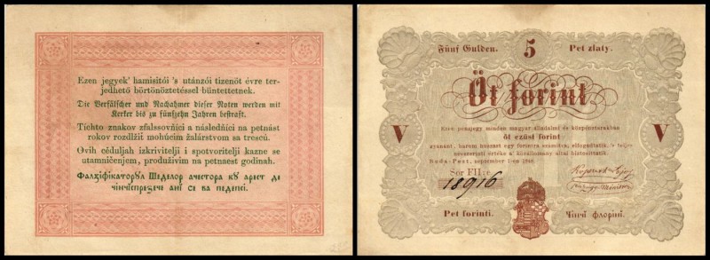 Finanzministerium
 5 Forint 1848, D. braun, Ser.Bst. mit Doppelpunkt, Ri-408b1 ...