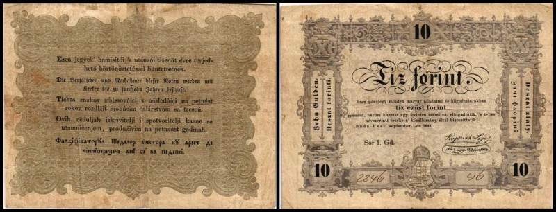 Finanzministerium
 10 Forint 1848, Ser.I + 1 Gr + 1 KlBst., Ri-409 (P-S117) 2 W...