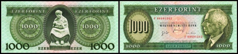 Volksrepublik (neues Wappen)
 1000 Forint 15.1.1996, P-176c, winziger Farbtupfe...