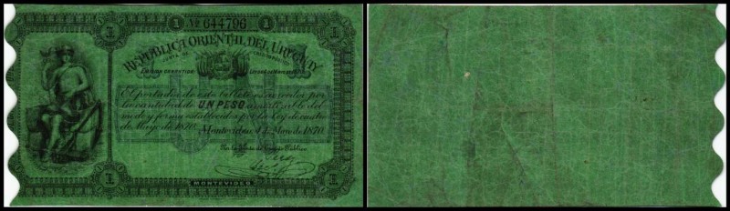 Republica Oriental – Junta de Credito Publico
 1 Peso 4.5.1870, P-A110a III