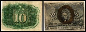 Fractional Currency
 10 Cents 3.3.1863, P-102a, 2 kl. Heftlöcher, sonst I-