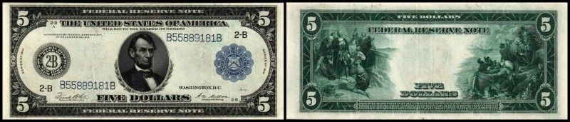 United States Notes
 5 $ Serie 1914, Siegel blau, Sign. White.Mellon, P-359b II...