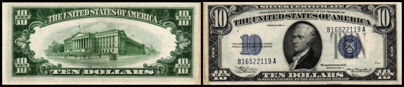 United States Notes / small size
 10 $ Serie 1934A/Siegel blau, P-415a, li.Rand...