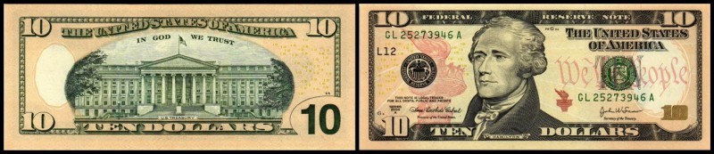 Neue Ausgabe, farbiges Design
 10 $ 2004A, P-520 (L12=San Francisco + FW) I