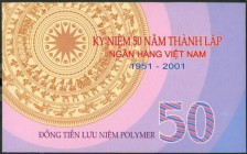 50 Dong 2001, 50 Jahre Nat.Bank, P-118, Plastik im Folder I