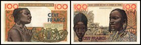 A = Ivory Coast (Elfenbeinküste)
 100 Francs 20.3.1961, Sign.2, P-101A/b II-