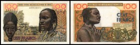 A = Ivory Coast (Elfenbeinküste)
 100 Francs 20.3.1961, Sign.2, Serie G, P-101/Ab?c? I/II