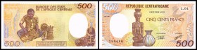 Republik
 500 Francs 1.1.1991, Sign.14 P-14d, weitere Ausgaben --> Zentralafrikanische Staaten I