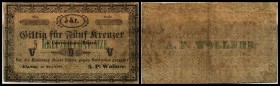 Klattau – A.P. Wollner
 5 Kreuzer, März 1849, Rs hs Signatur links III