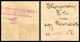 Sepsiszentgyörgy, Ungarn – Klinger Henrik
 1 Krone 20.6.1916, selten, Richter-133/IId III