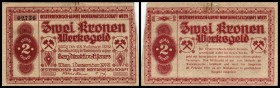 2 Kronen 1.12.1918, re. Rand leicht beschnitten, Richter-4/Ic Eisenerz, Steiermark – Berg Direktion d. ÖAMG-Wien III-