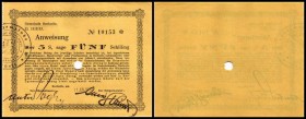 Schwundgeld
 5 Schilling 11.7.1933, Richter-145/Ic Rechnitz, Burgenland (keine Klebemarken vorgesehen) I