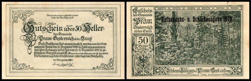 Pram
 mit Stempel Aufbrauchs- u. Schlußausgabe 1920 10,20,50 Heller I