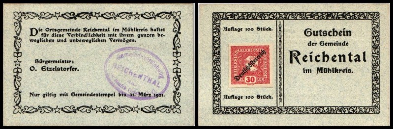 Reichental
 Auflage 100 Stück, Briefmarken, Gstpl., sehr selten 2,4,6,10,30 Hel...