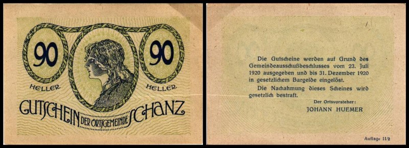 Schanz
 Auflage II/2, blaugrün 30,50,75,90 Heller I